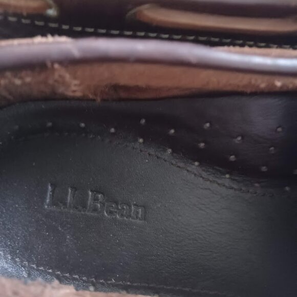 L.L. Bean Men’s Leather Handsewn Moc Shoes Brown Pebbled Driving Moc Sz 12 Wide - Picture 3 of 11